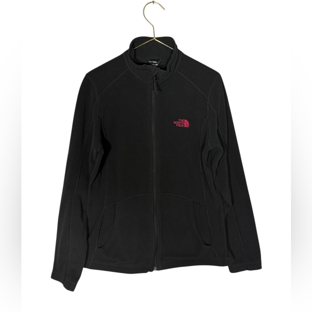 The North Face Black Fleece Jacket with Pink Logo Size Medium